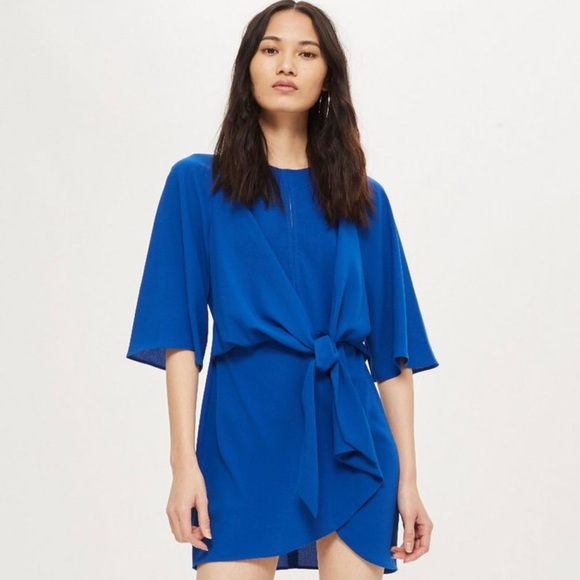 topshop tie front mini dress